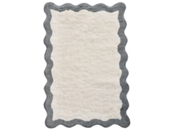 Tapete Casa De Banho Nangal Cinzento/creme 60 X 90 Cm Algodã£o