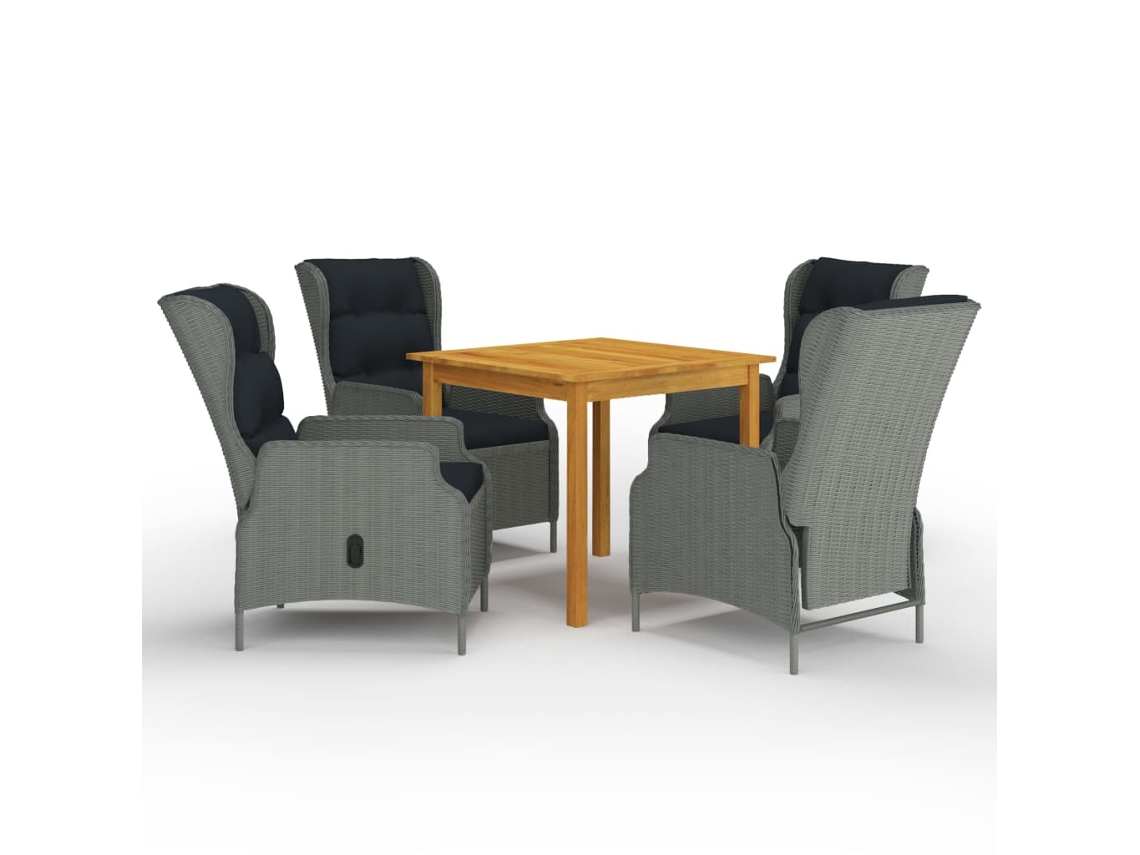 Juego de comedor de jardín en gris claro Dkd Home Decor