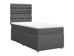 Maison Exclusive - Cama Box Spring Con Colchón Tela Gris Oscuro 100x200 Cm