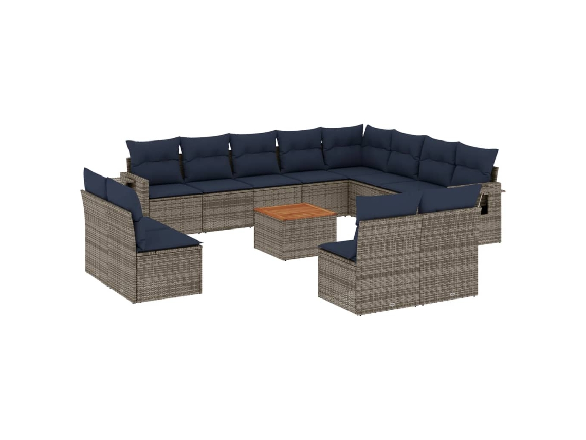 Maison Exclusive - Conjunto De Sofá De Jardín De 13 Piezas Con Cojines, Poliratán Gris
