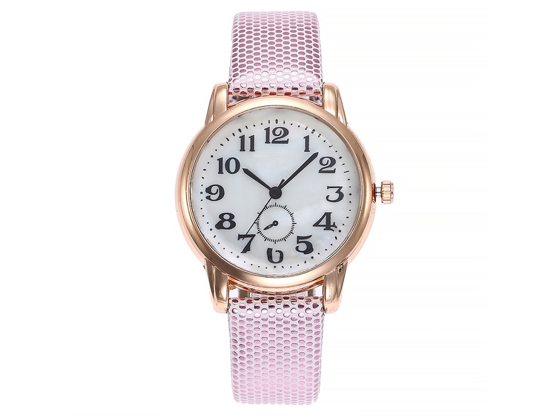 Reloj Vansvar Para Mujer Con Números Arábigos, Correa Fina De Aleación De Poliuretano Y Cuarzo Rosa.