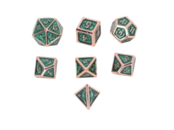 Conjunto De Dados Poliédricos De Metal 7pcs Enamel Ouro Antigo Para Rpg E Jogos De Tabuleiro