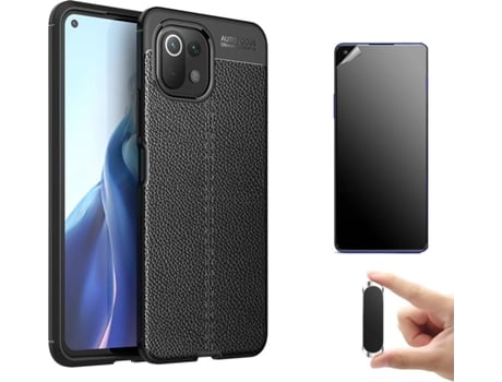 Kit Carcasa, Protector y Soporte Xiaomi Mi 11 Lite 5G Ultimatte Rugged Leather Negro