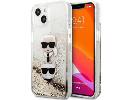 Carcasa Apple KARL LAGERFELD iPhone 13 Mini Glitter 30 Dorado