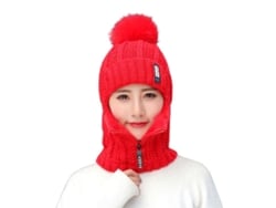 2026-gorro Tejido De Lana Y Acrílico Para Mujer Con Cierre Zipper, Abriga Orejas Y Cuello, Ideal Para Ski Y Actividades Al Aire Libre