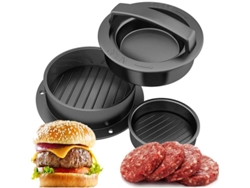 Rebe-Press para hamburguesas Linjou, molde antiadherente para hacer hamburguesas, kit para hamburguesas (negro)