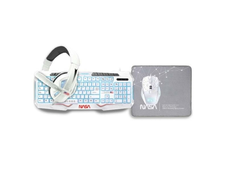 Teclado y Ratón NASA NASA-ANDROMEDA4IN1-W (Blanco - Qwerty Español)