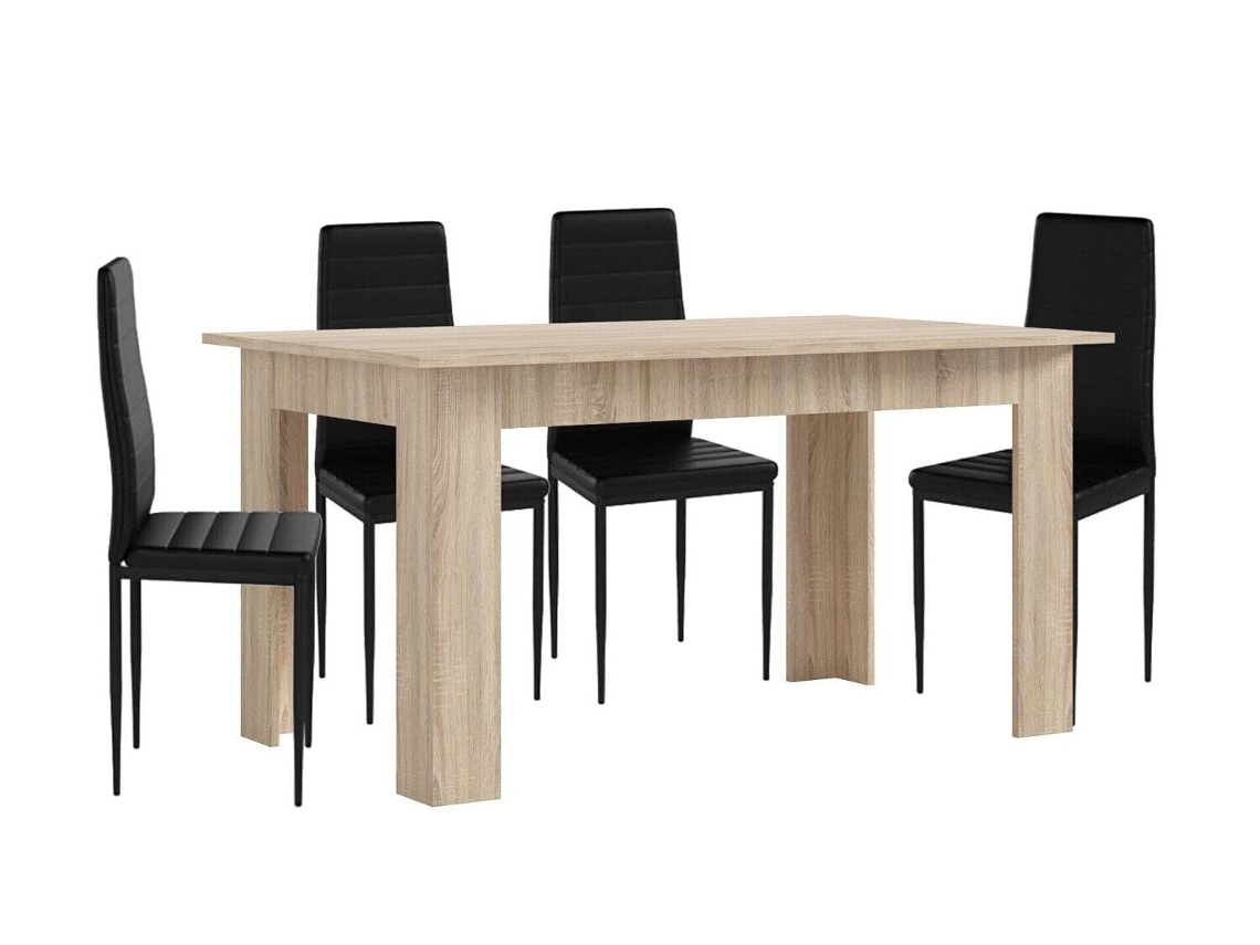 Pack Mesa de Comedor o Cocina Cambria 4 Sillas en Polipiel/metal Negro SALDOSYSTOCKS
