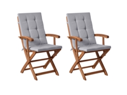 Conjunto De Assentos De Exterior Dobráveis Com Almofadas Beliani Maui Premium De Madeira De Acácia Castanho 46x48x92