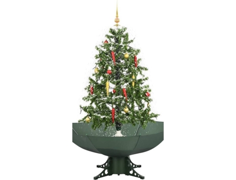 vidaXL Árbol de Navidad con nieve con base en paraguas verde 140 cm