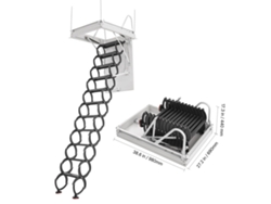 Escalera de ático ajustable de acero Succebuy para techos de 2,7 a 2,9 m (9-9,5 pies a 9,5 pies), abertura de 101,6 cm x 68,5 cm (40" x 27")