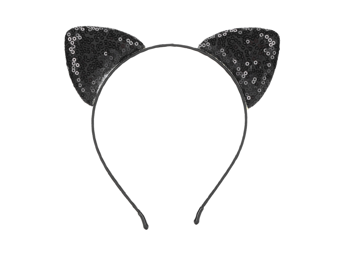 Tiara Reversible De Lentejuelas Negras Con Orejas De Gato - Accesorio Para El Cabello De Mujer