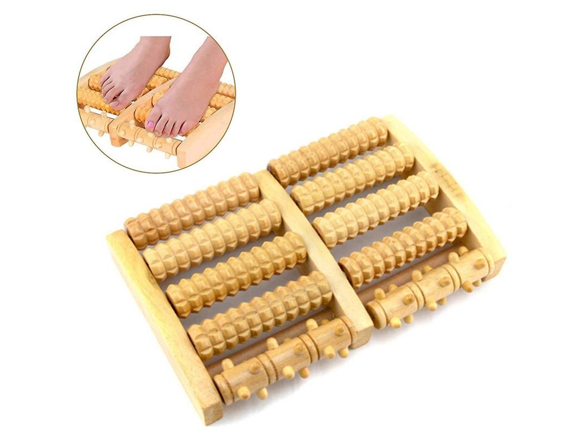 Rodillo De Madera Para Masaje De Pies, Masajeador De Pies, Rodillo Doble Para Reflexología Plantar Para El Edema.