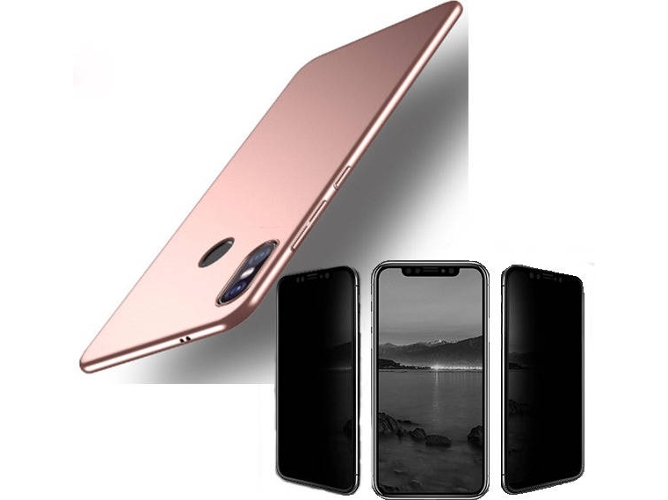 Kit Carcasa y Protector Privacy Xiaomi Mi Max 3 SlimShield Rosa
