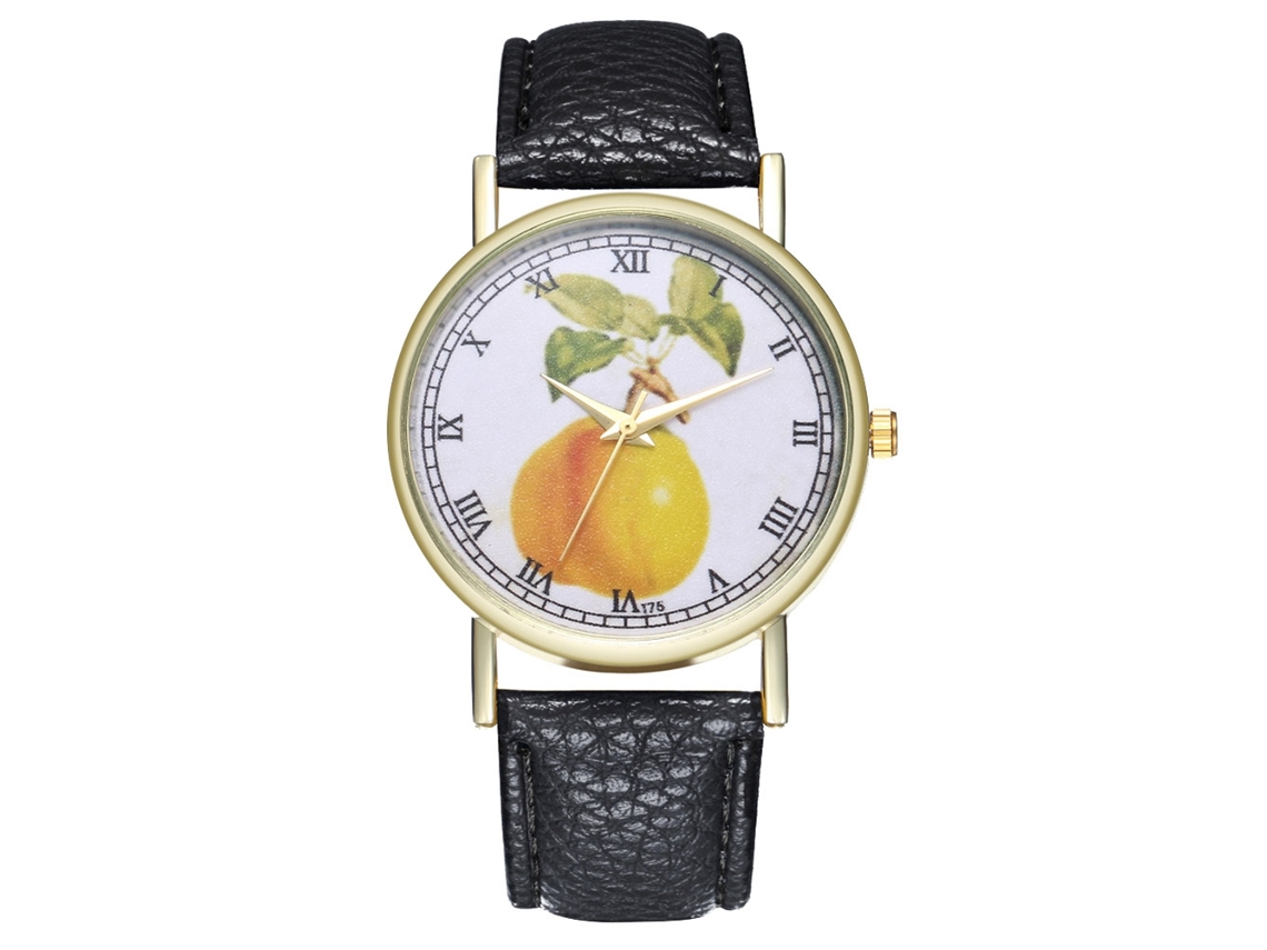 Reloj De Pulsera Unisex De Moda Con Correa De Piel Sintética Con Estampado De Frutas.