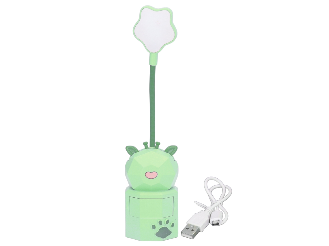 2026-luz De Lectura Para Niños Con Diseño Bonito Carga Usb Luz Cálida Cuello De Cisne Ajustable Material Seguro Verde