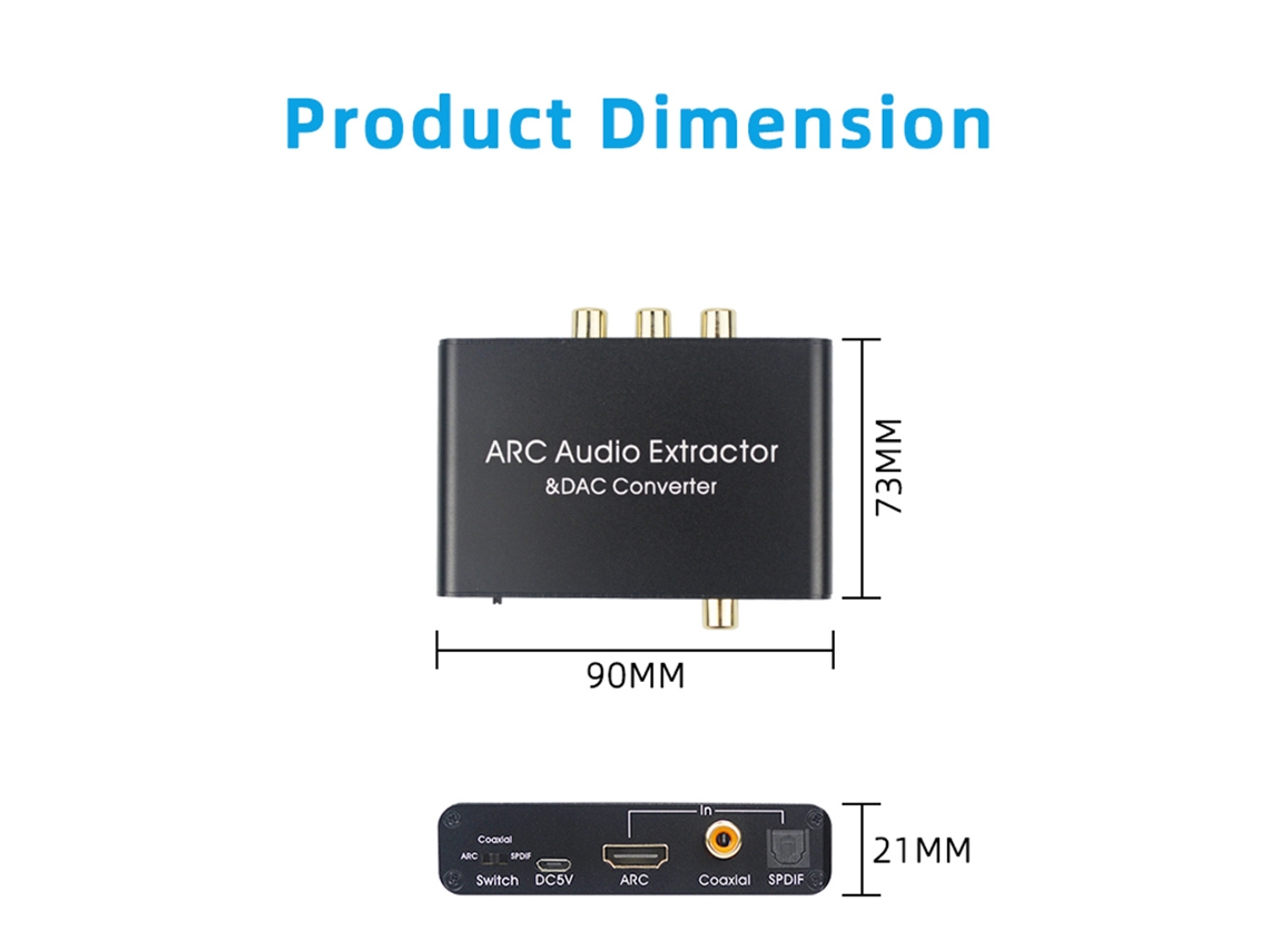 Adaptador De Audio Arc De 192 Khz, Convertidor Digital A Analógico (dac), Spdif, Coaxial, Rca Y 3,5 Mm.