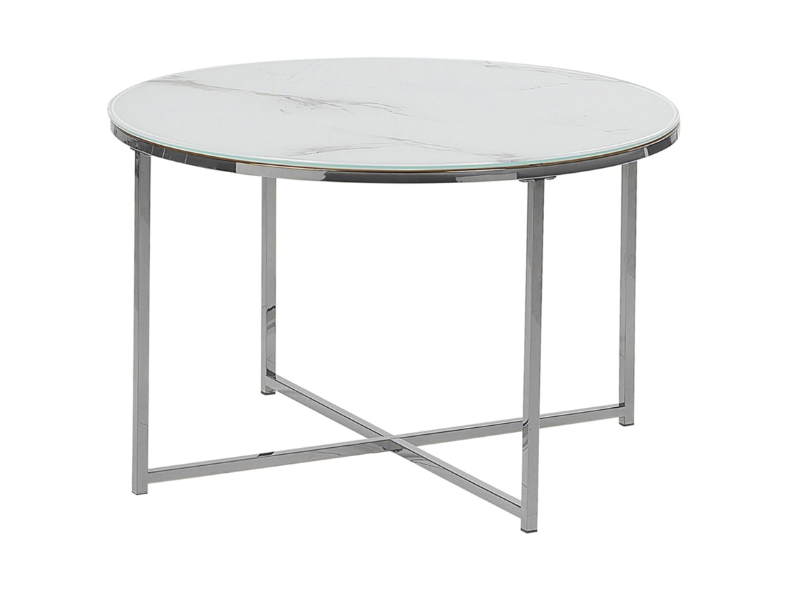 Mesa auxiliar BELIANI Quincy de Vidrio templado Blanco 70x70x45