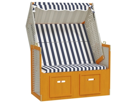 Silla playa Strandkorb dosel ratán sintético VIDA XL madera blanco azul