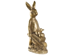 Estatueta Para Jardim Skamby Coelho Dourado