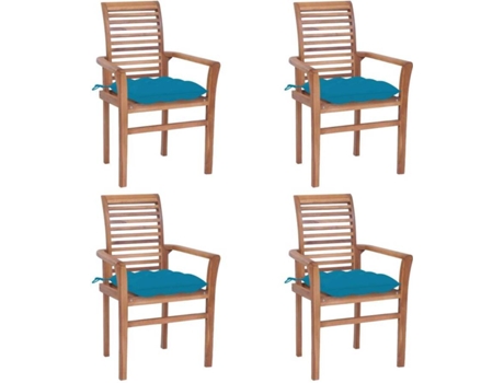 Conjunto 4 Silla de comedor VIDAXL Azul Teca (62x56.5x94 cm)