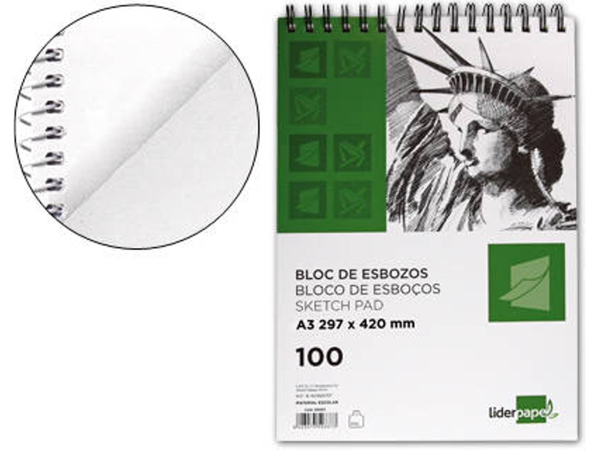 Bloc de esbozos LIDERPAPEL Din A3 90 gr