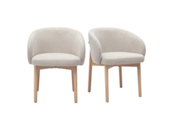 Sillas De Tela Efecto Terciopelo Texturizado Beige Y Madera Clara (lote De 2) Torvi Miliboo
