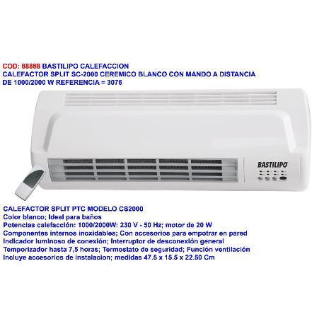 Bastilipo finstock split sc-2000 ceramico 1000-2000w  mando 3076