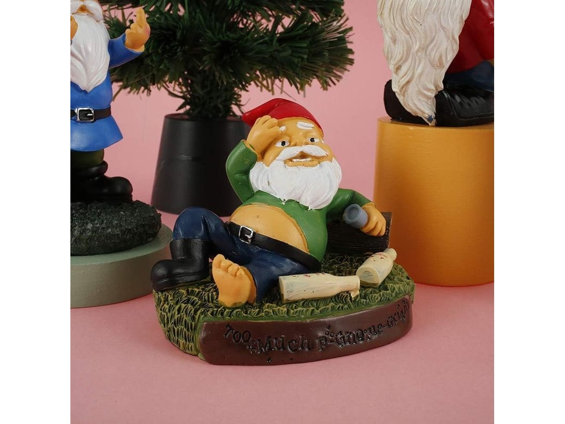 Adorno de Jardim Gnomo de Natal Ao Ar Livre com Estátua de Resina Engraçada