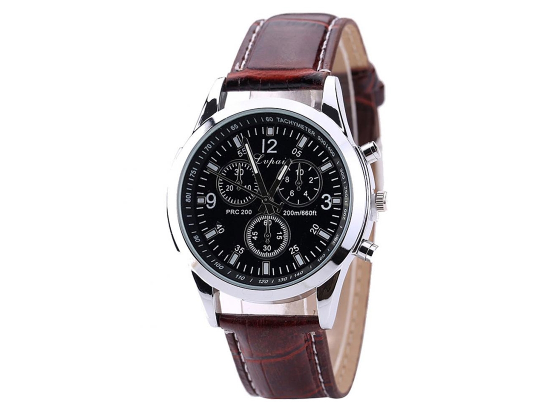 Reloj De Cuarzo Casual Unisex Lvpai Con Correa Marrón Y Dial Negro