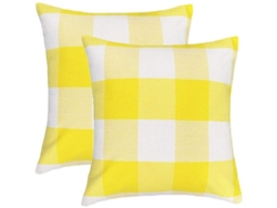 2026-fundas De Almohada De Cuadros Bufalo Estilo Rural Amarillo Y Blanco 45x45 Cm 2 Unidades