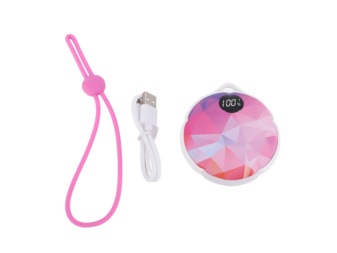 Calentador de manos portátil recargable con 3 niveles de intensidad, batería de 4000 mAh e iluminación LED.