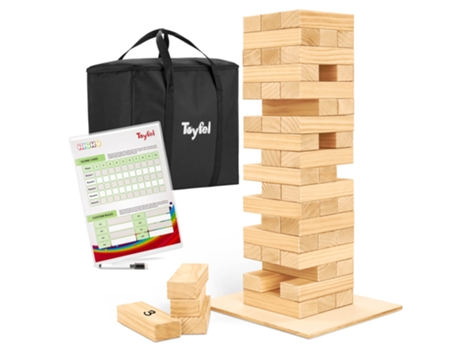 Bloques con Tabla de Madera Riski Wobble Tower Madera de Pino 54 TOYFEL