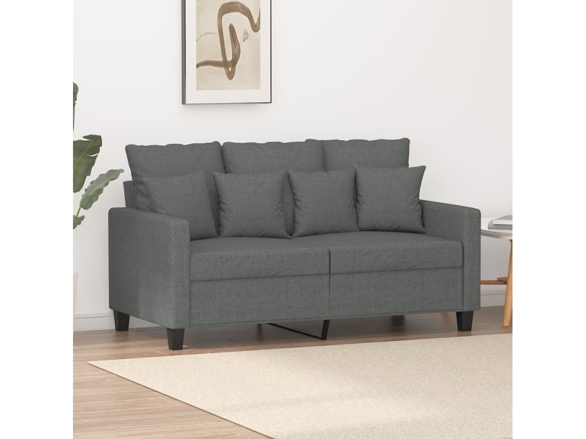 Sofá De 2 Plazas De Tela Gris Oscuro 120 Cm