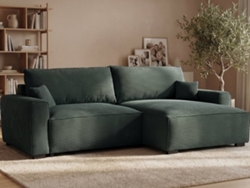 Sofá Cama 3 Plazas BUDWING Lauren Verde Abeto + Chaise c/ Almacenamiento Integrado (269 x 158 x 96 cm - Reversible Lado Derecho/Izquierdo)