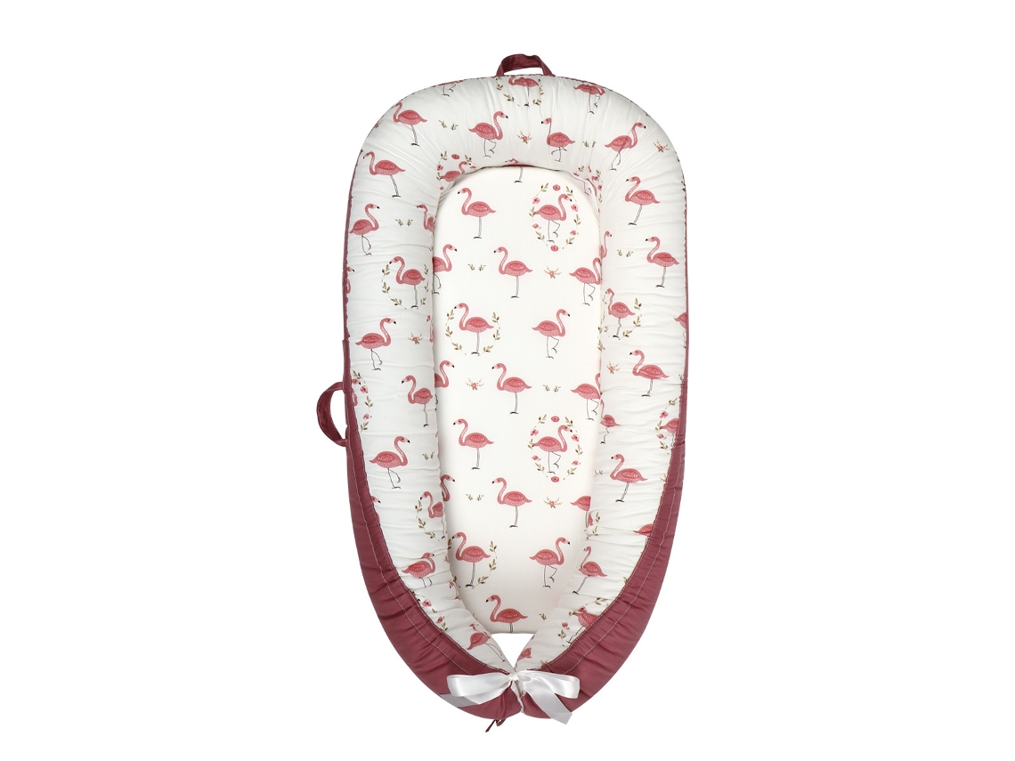 Cuna Portátil Extraíble Flamenco Guirnalda Cuero Rosa 50*80Cm SIURN