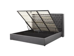 Cama con almacenaje BELIANI Lubbon de Terciopelo Gris 210x217x144