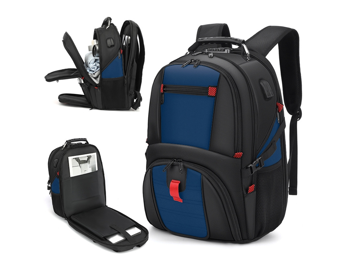 Mochila para portátil de gran capacidad con 50 litros y puerto de carga USB, con espacio para computadoras de 17 pulgadas