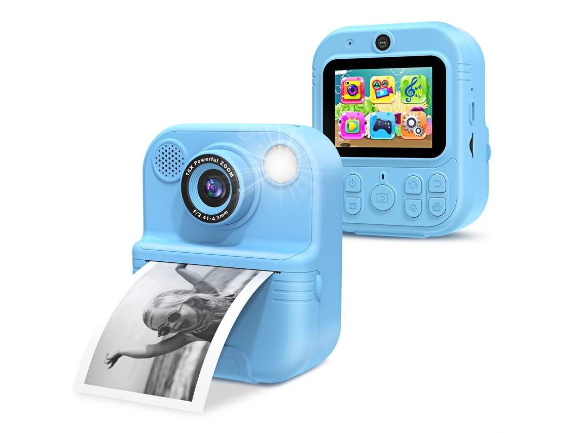 Câmara Digital Eifson Cámara De Impresión Fotográfica Instantánea Con Papel De Impresión Azul.