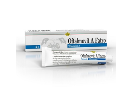 FATRO Oftalmovit uma Vitamina A para Higiene Ocular de Cães e Gatos 5 Gr