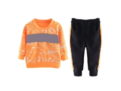 Conjunto Informal De Sudadera De Algodón Naranja Para Niño Con Estampado De Letras, 130 Cm.