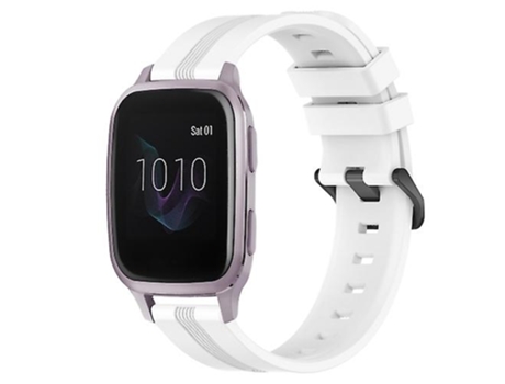 Correa De Reloj Inteligente Para Garmin Venu Sq, Banda De Reloj De Rayas Cóncavas De Silicona Blanca De 20Mm VENISYMLIS
