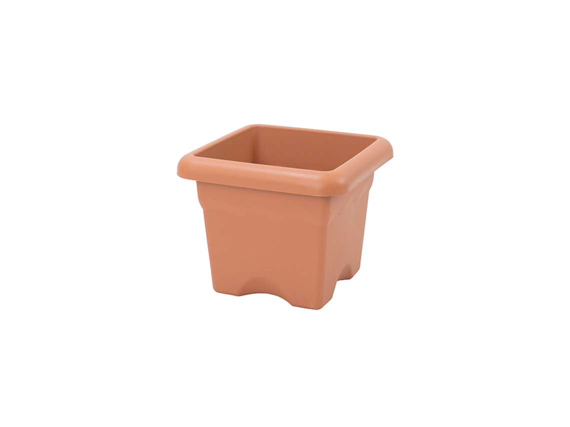 PLASTIKEN 7726 - Maceta Cuadrada Colección TERRA Medida 26 cm 7L Terracota