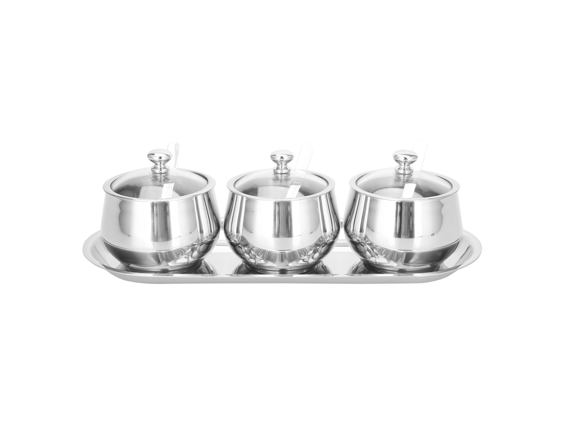 KOFIHETY 3 Piezas 304 Caja de Especias Acero Inoxidable Recipiente para Especias Visible con Tapa y Cuchara