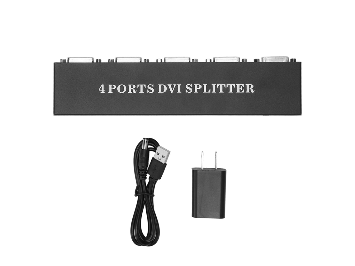 Divisor Dvi De 1 Entrada Y 4 Salidas, Distribuidor De Vídeo Hd Sin Pérdidas, Plug And Play Para Pc, Tv Y Proyectores. Enchufe Estadounidense.