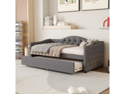 Cama Nido Extensible 90x200 Cm - Sofá Cama Individual, Cama Extraíble, Estilo Minimalista, Lino - Gris