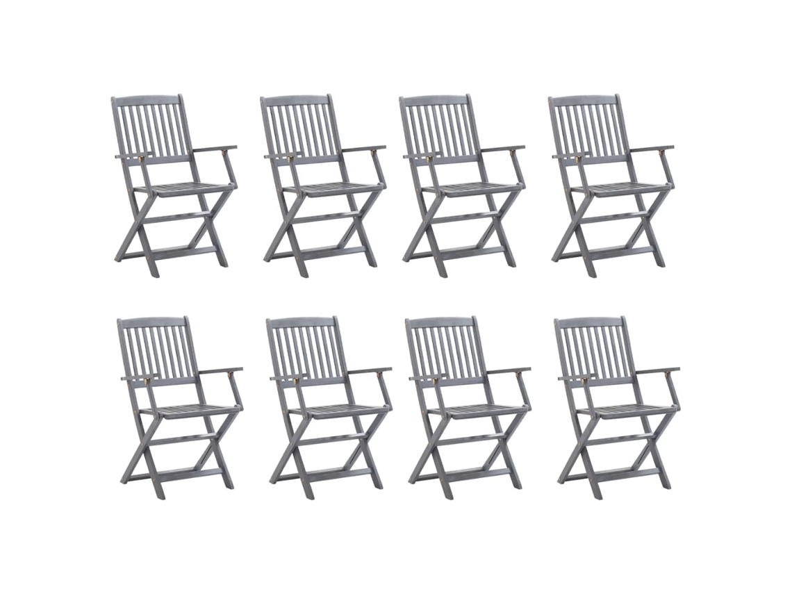 Maison Exclusive - Juego de 8 sillas plegables de exterior con cojines, madera maciza de acacia.