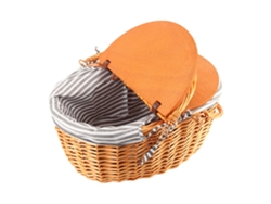 Cesta de picnic portátil con tapa tejida para uso en exteriores