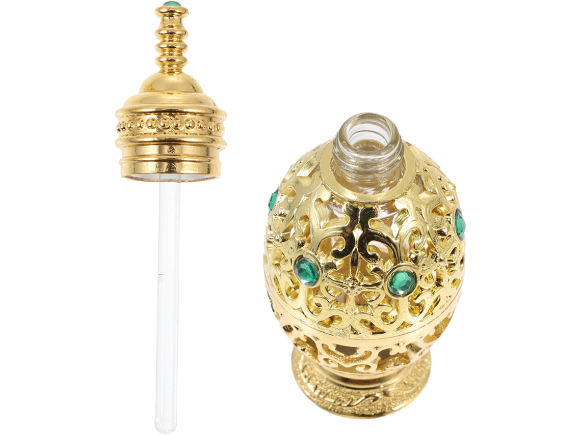 3pièces Botella De Parfum Dorado Frasco Délicat Style Moyen-oriental Pour Huiles Essentielles Et