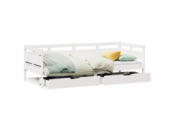 Maison Exclusive - Sofá Cama Con Cajones Madera Maciza De Pino Blanco 90x200 Cm